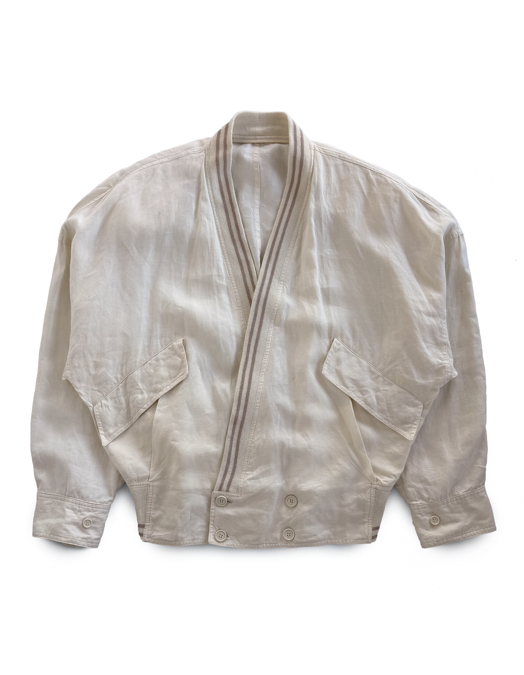 90's Gianni Versace Linen Quad Button Cardigan Jacket