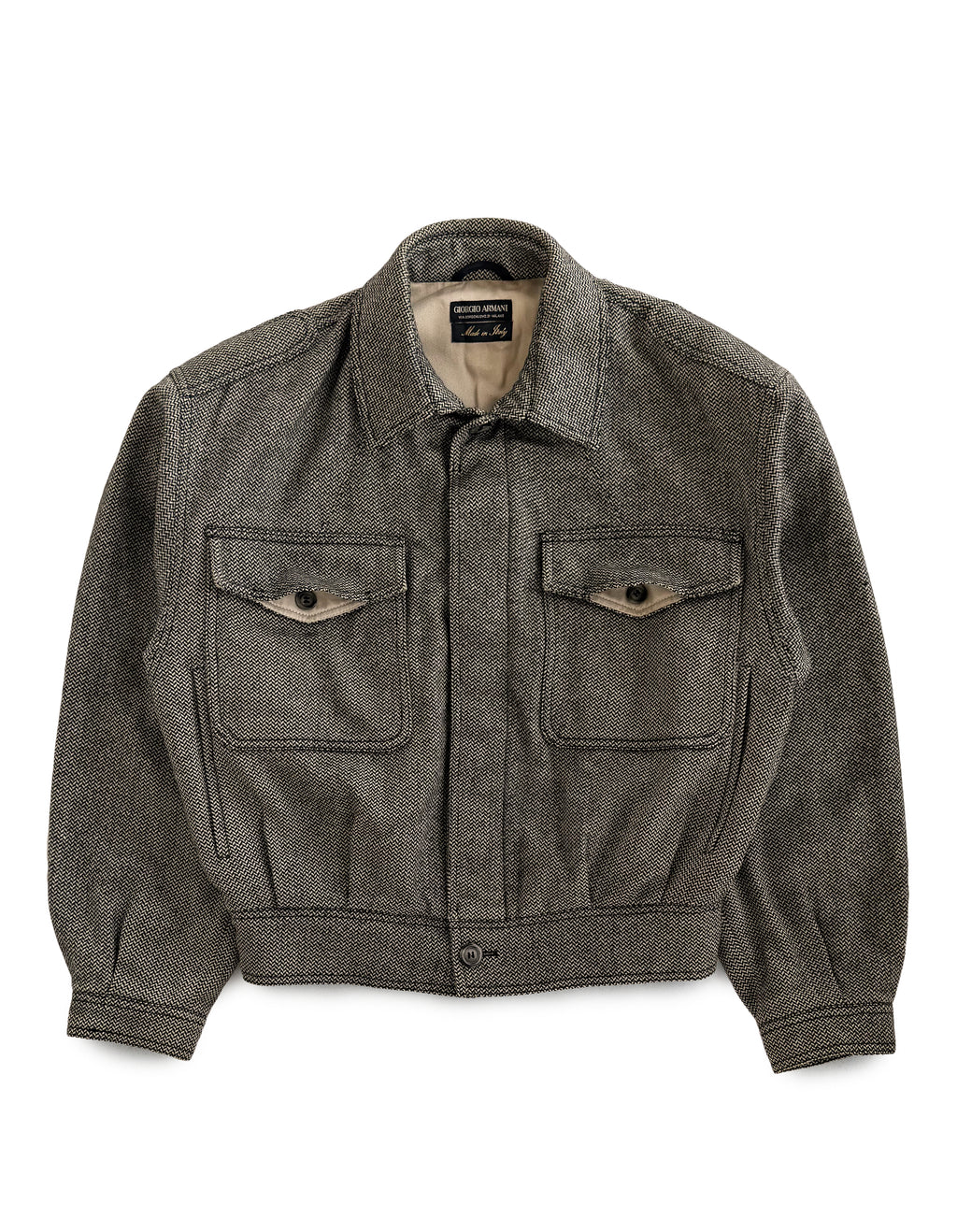 90's Giorgio Armani Salt And Pepper Herringbone Jacket