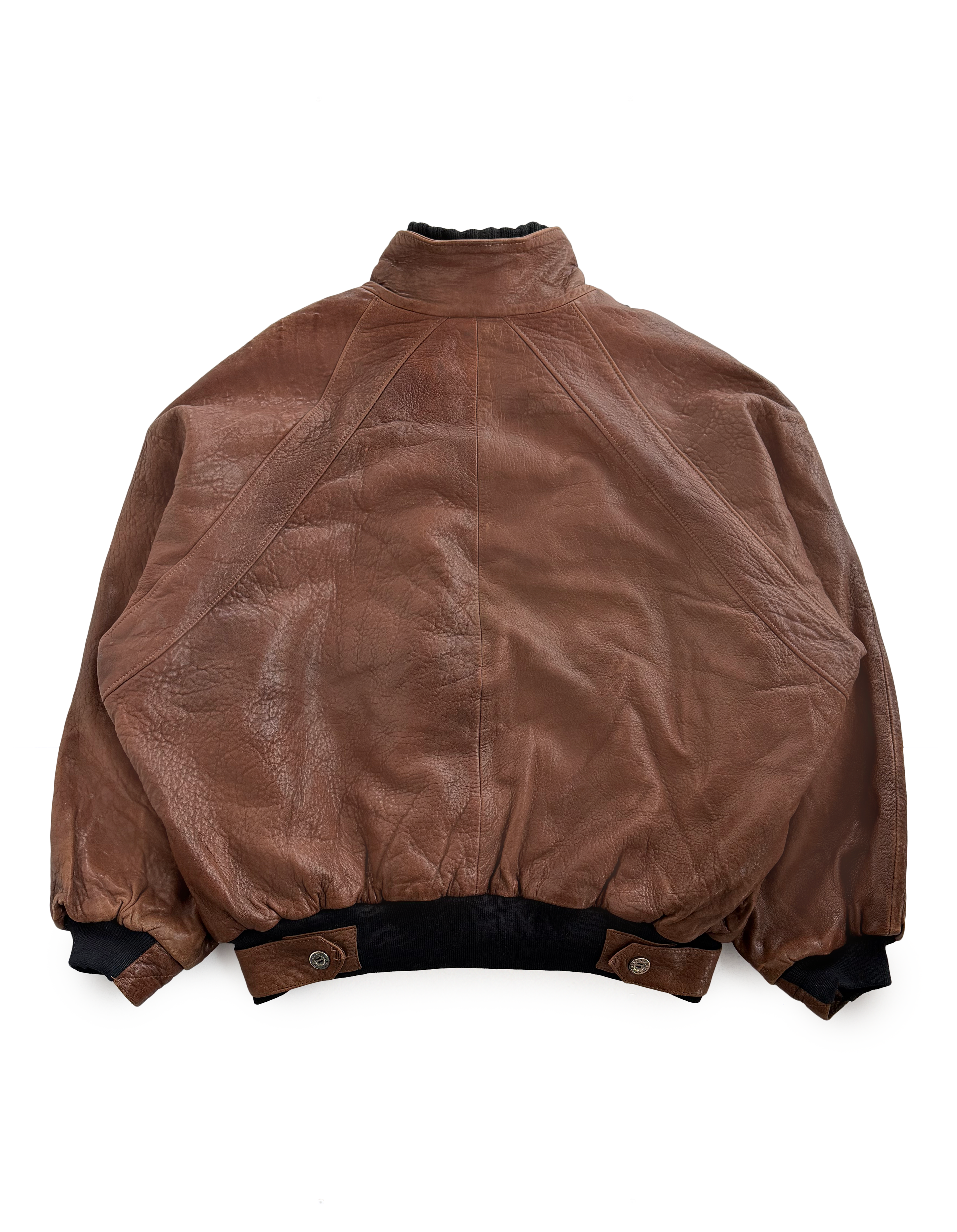 80's Jimmy Taverniti Paneled Leather Bomber Jacket
