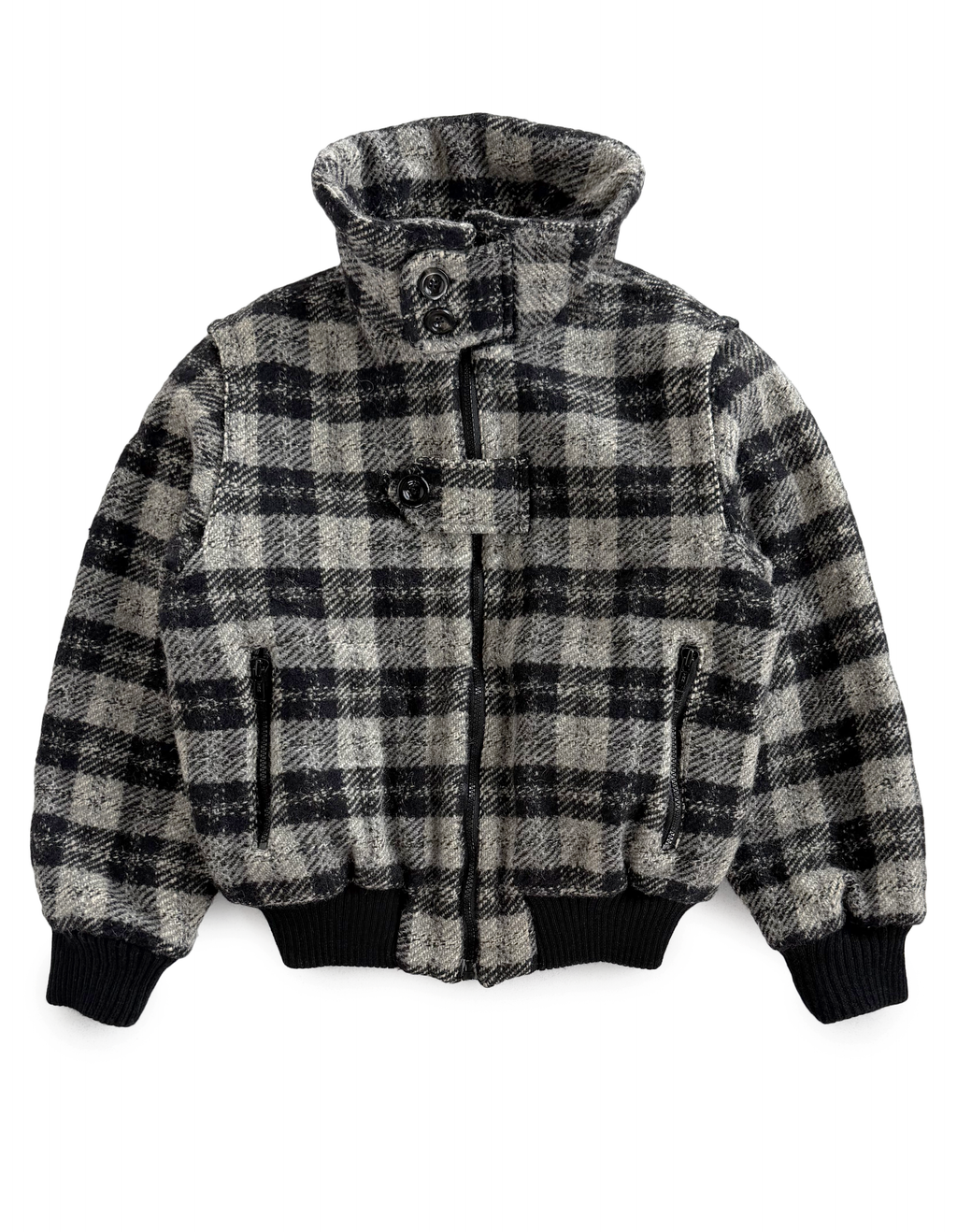 80's Giorgio Armani Plaid Zip Collar Jacket