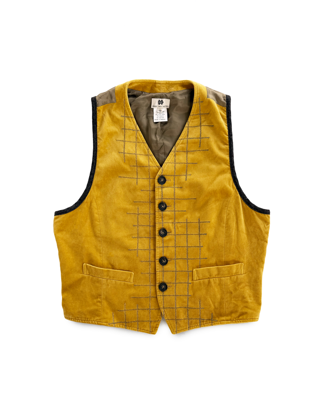90's Dries Van Noten Duo Fabric Grid Pattern Vest