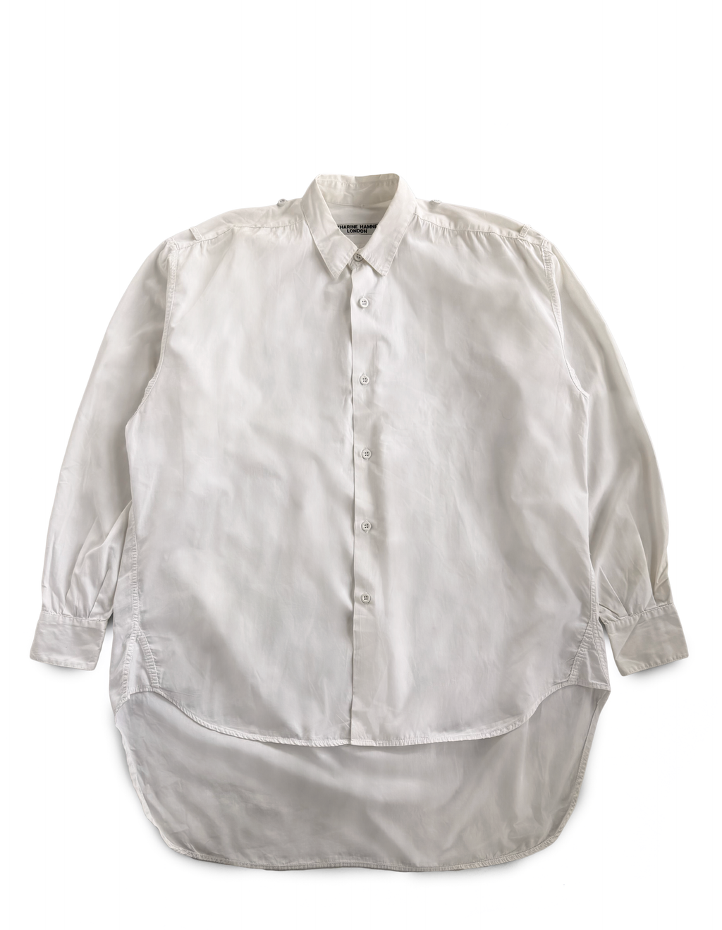 80's Katharine Hamnett Elongated Shoulder Button Shirt
