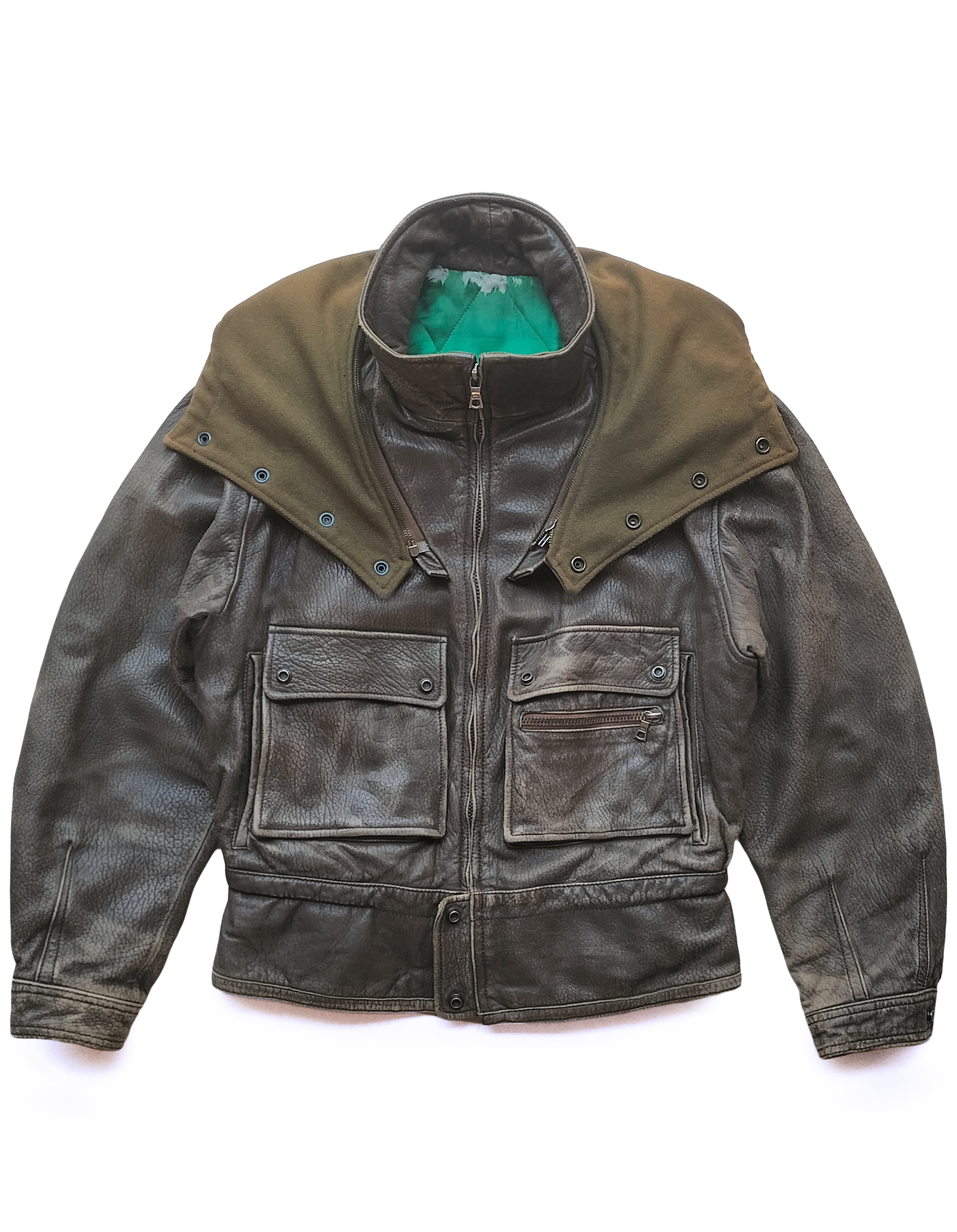 80's Mani Giorgio Armani Hooded Leather Cargo Jacket