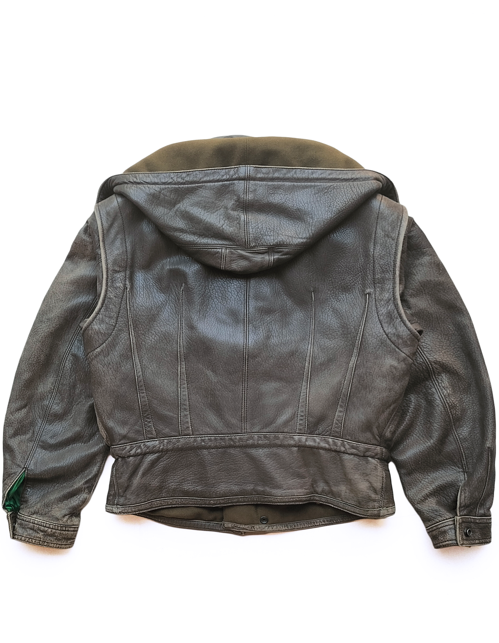 80's Mani Giorgio Armani Hooded Leather Cargo Jacket