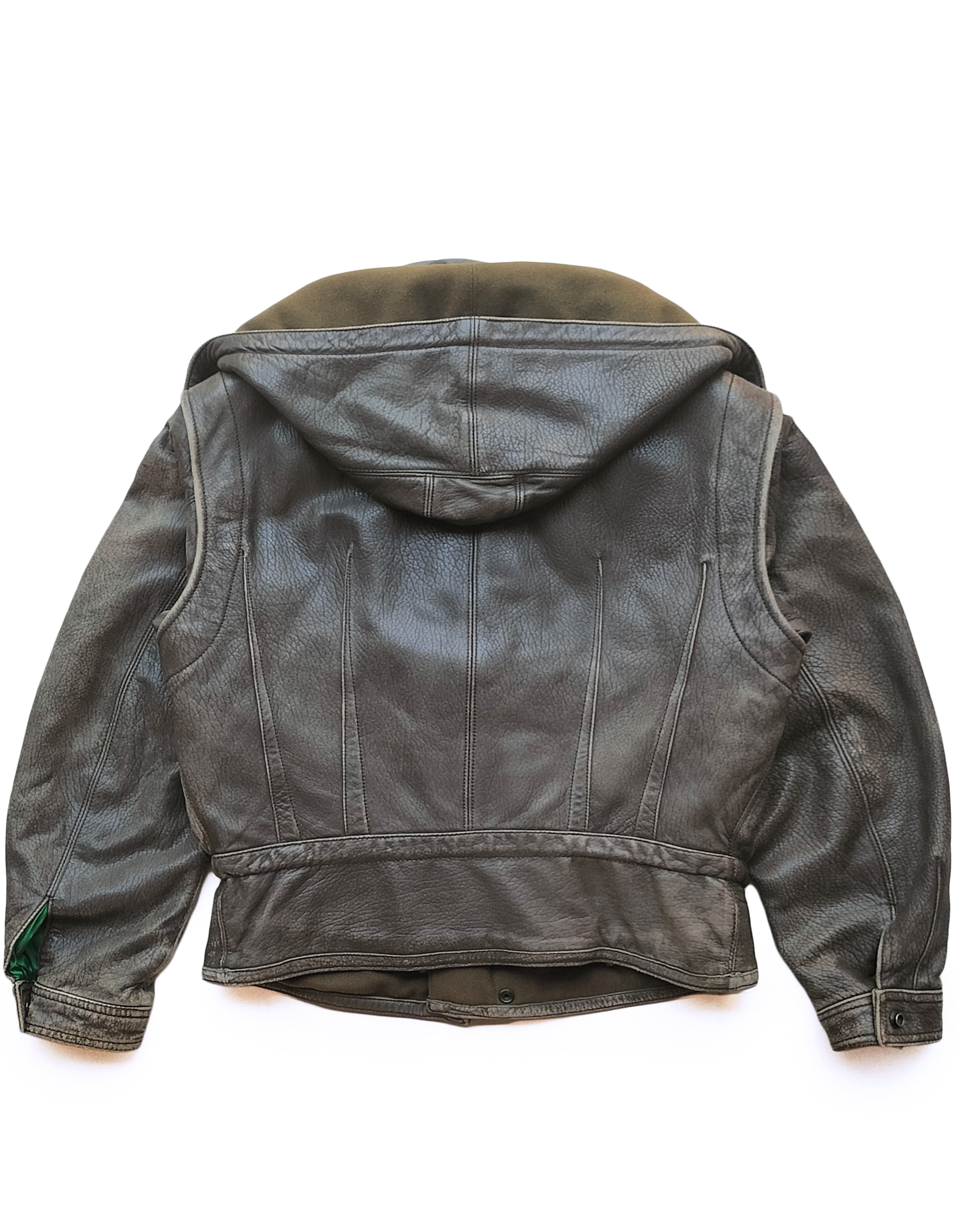 80's Mani Giorgio Armani Hooded Leather Cargo Jacket
