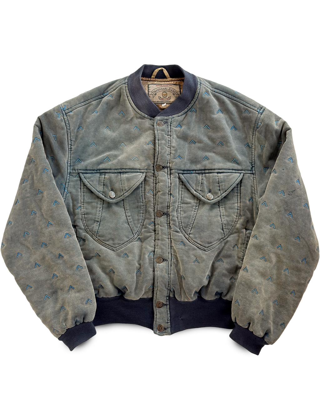 Late 80's Armani Jeans Patterned Velvet Bomber