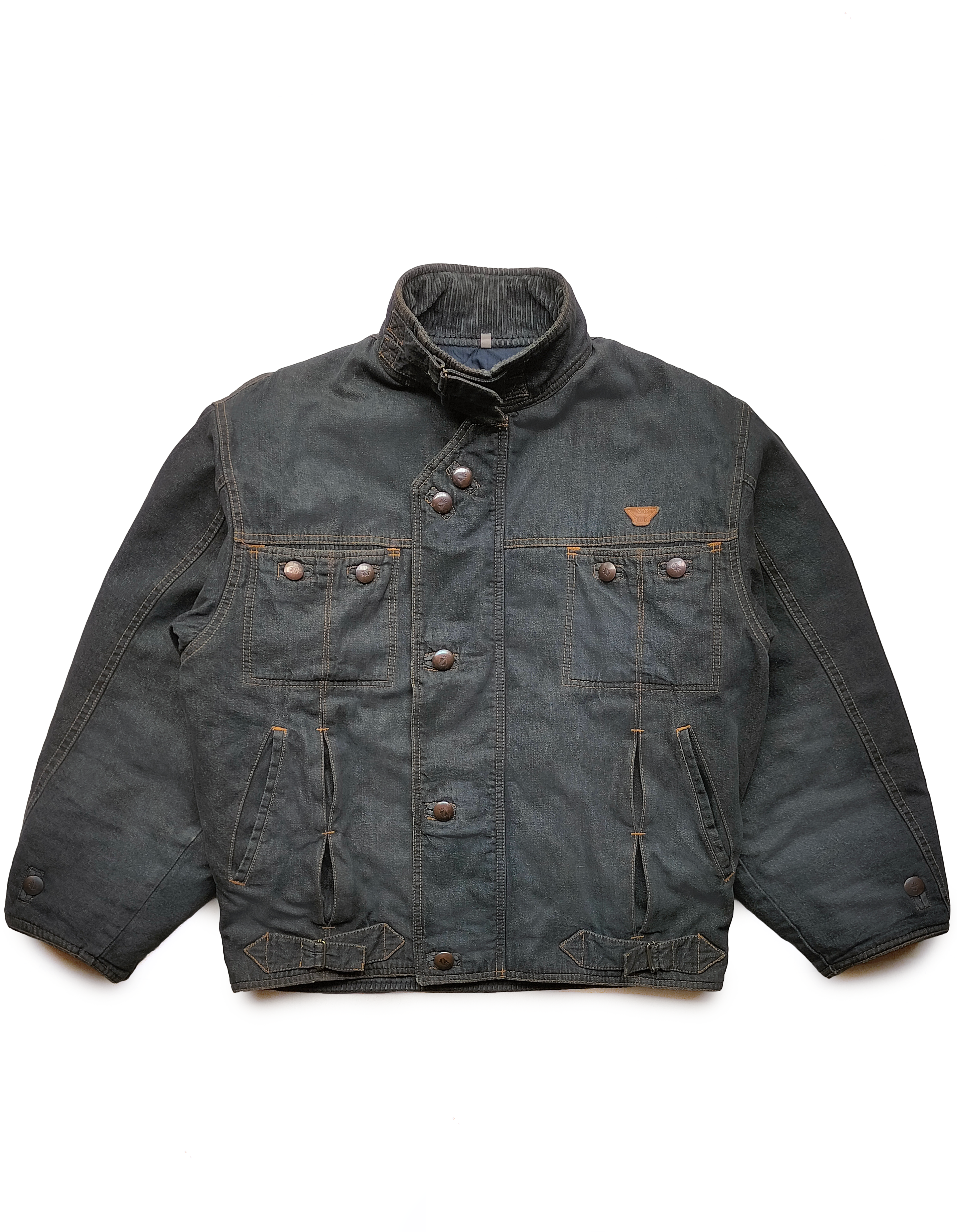 80's Emporio Armani Denim Pleated Multi Pocket Jacket
