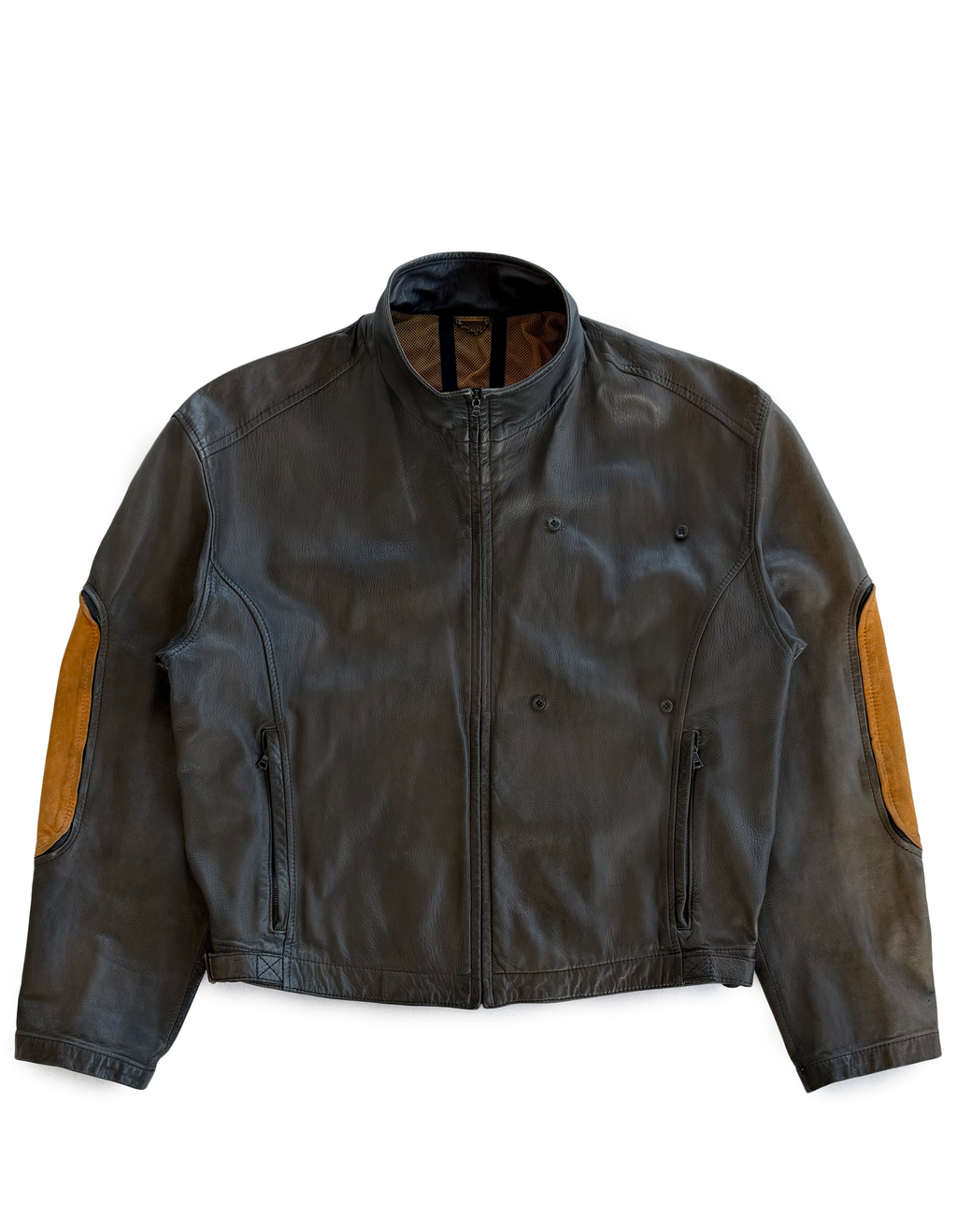 '89 Gianfranco Ferré Leather Elbow Zip Pocket Jacket