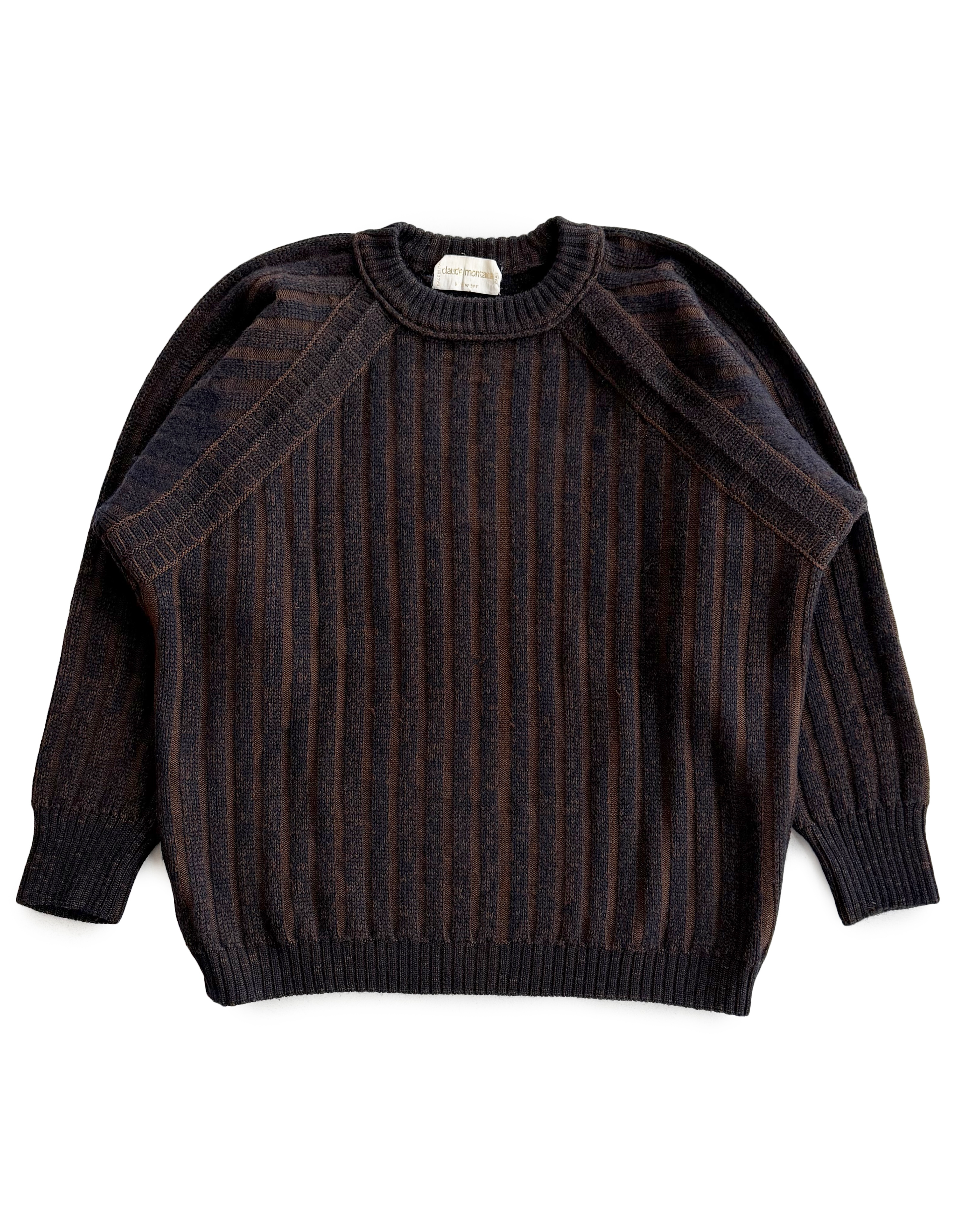 80’s Claude Montana Raglan Wide-Rib Knit Sweater