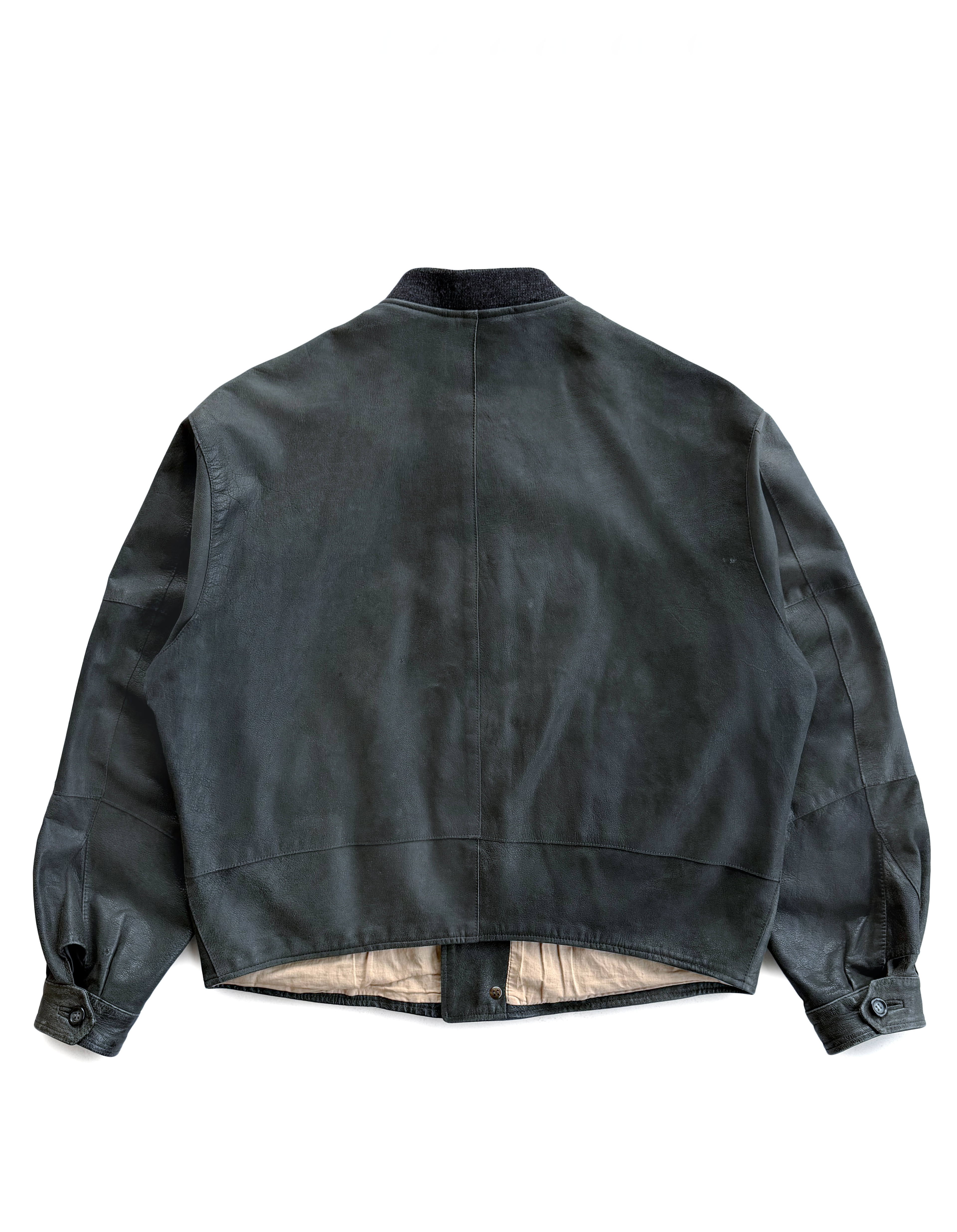 90's Emporio Armani Paneled Leather Bomber Jacket