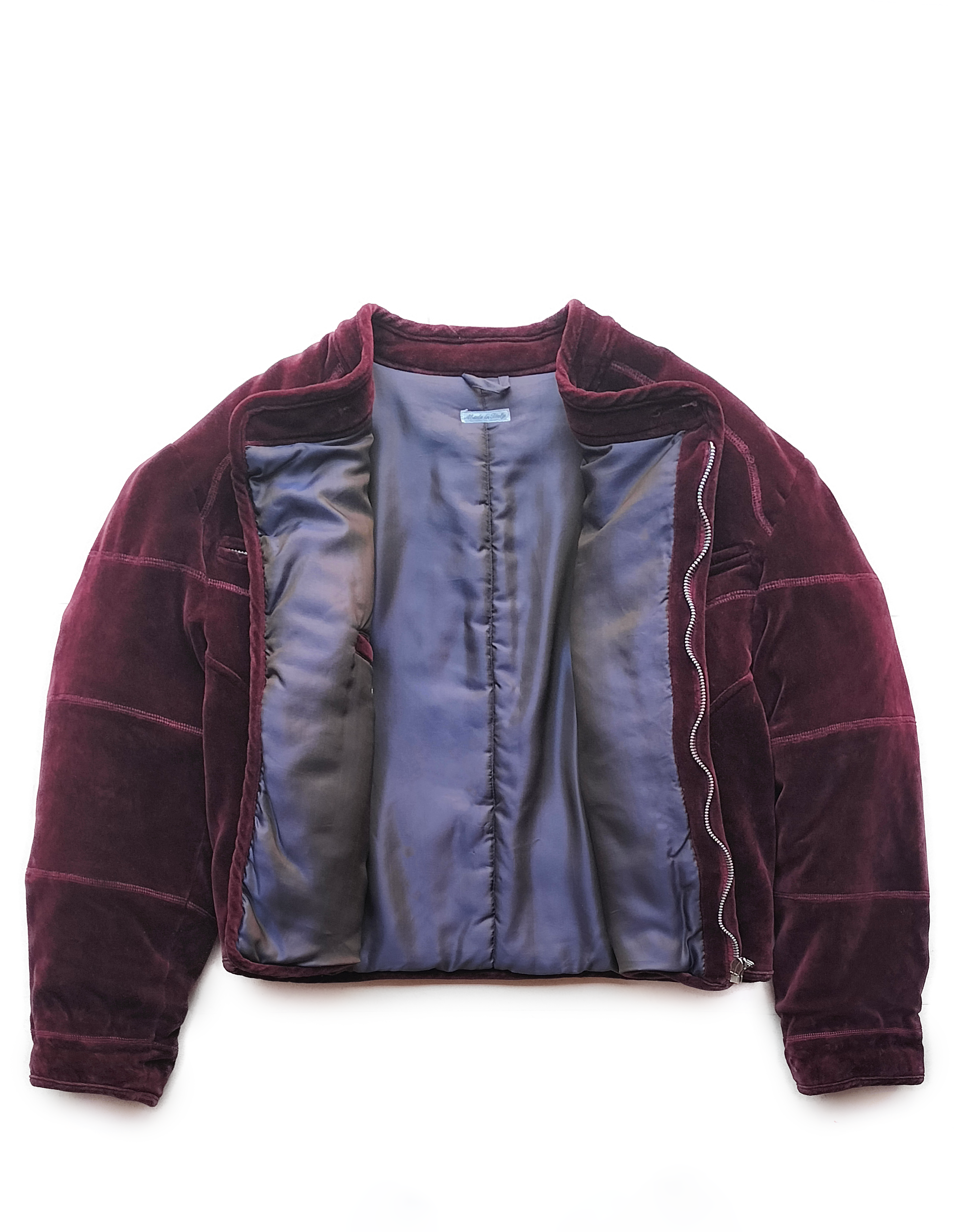 90's Emporio Armani Velour Structured Asymmetrical Bomber Jacket