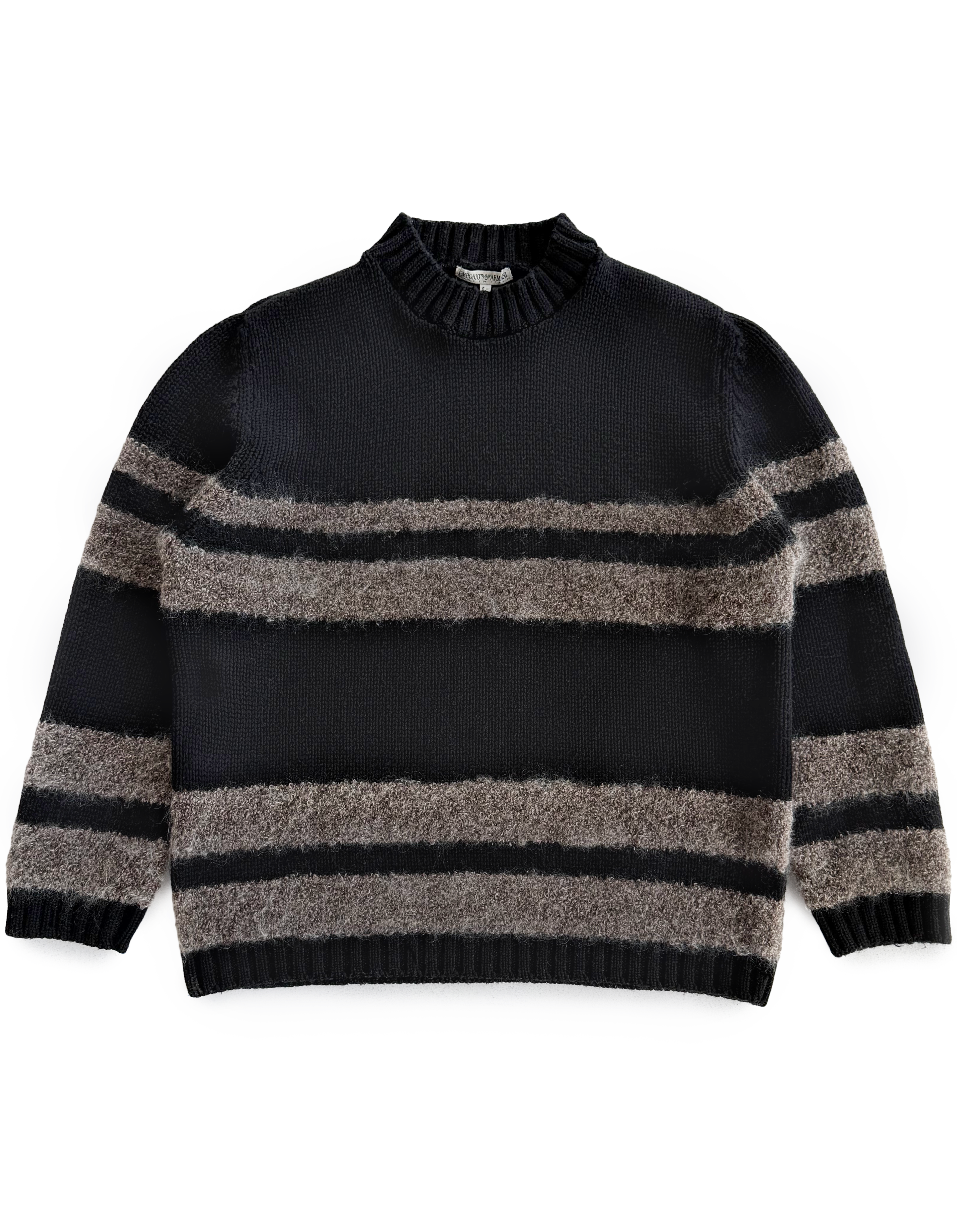 90’s Emporio Armani Heavy Knit Striped Mohair Intersia Sweater
