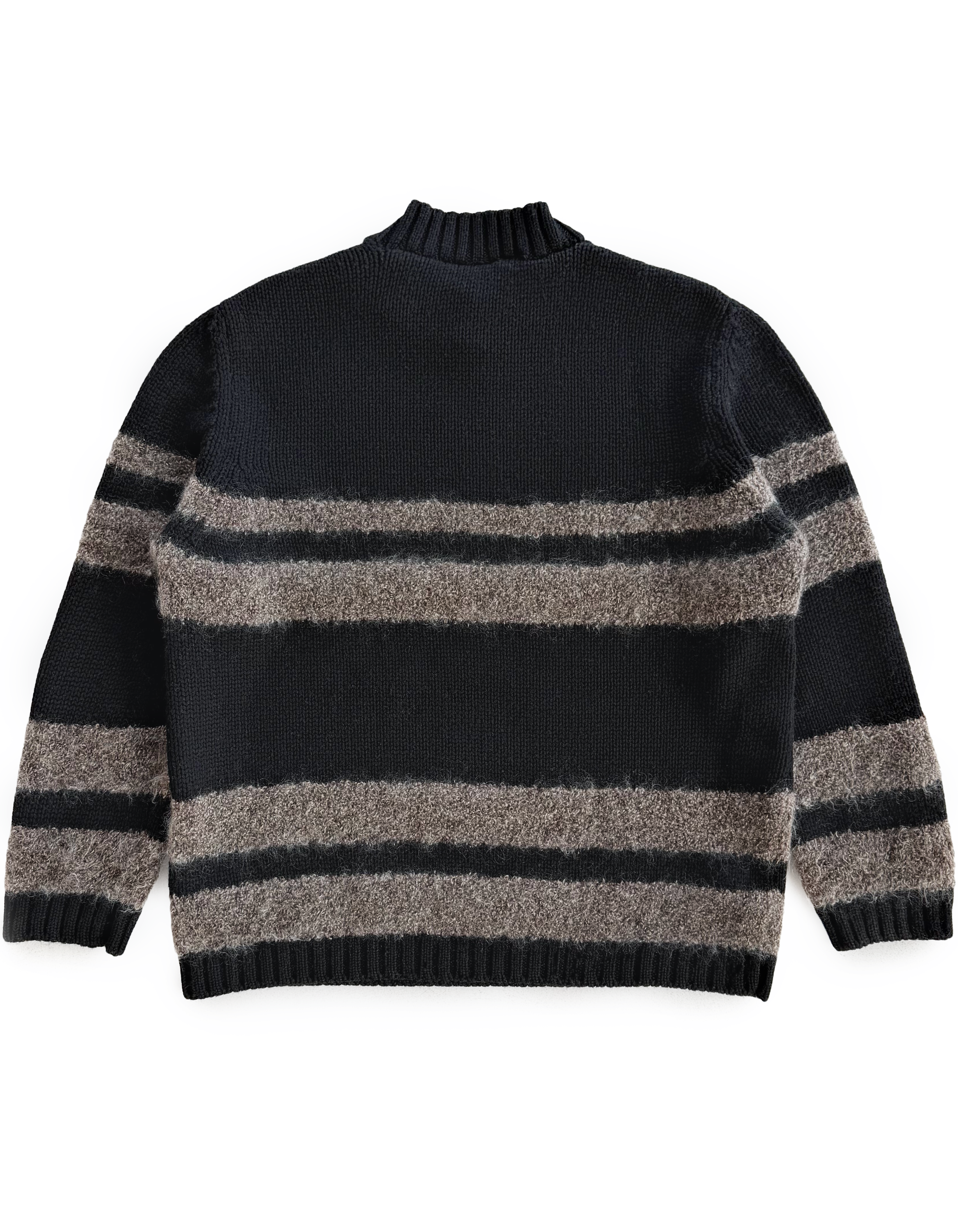 90’s Emporio Armani Heavy Knit Striped Mohair Intersia Sweater
