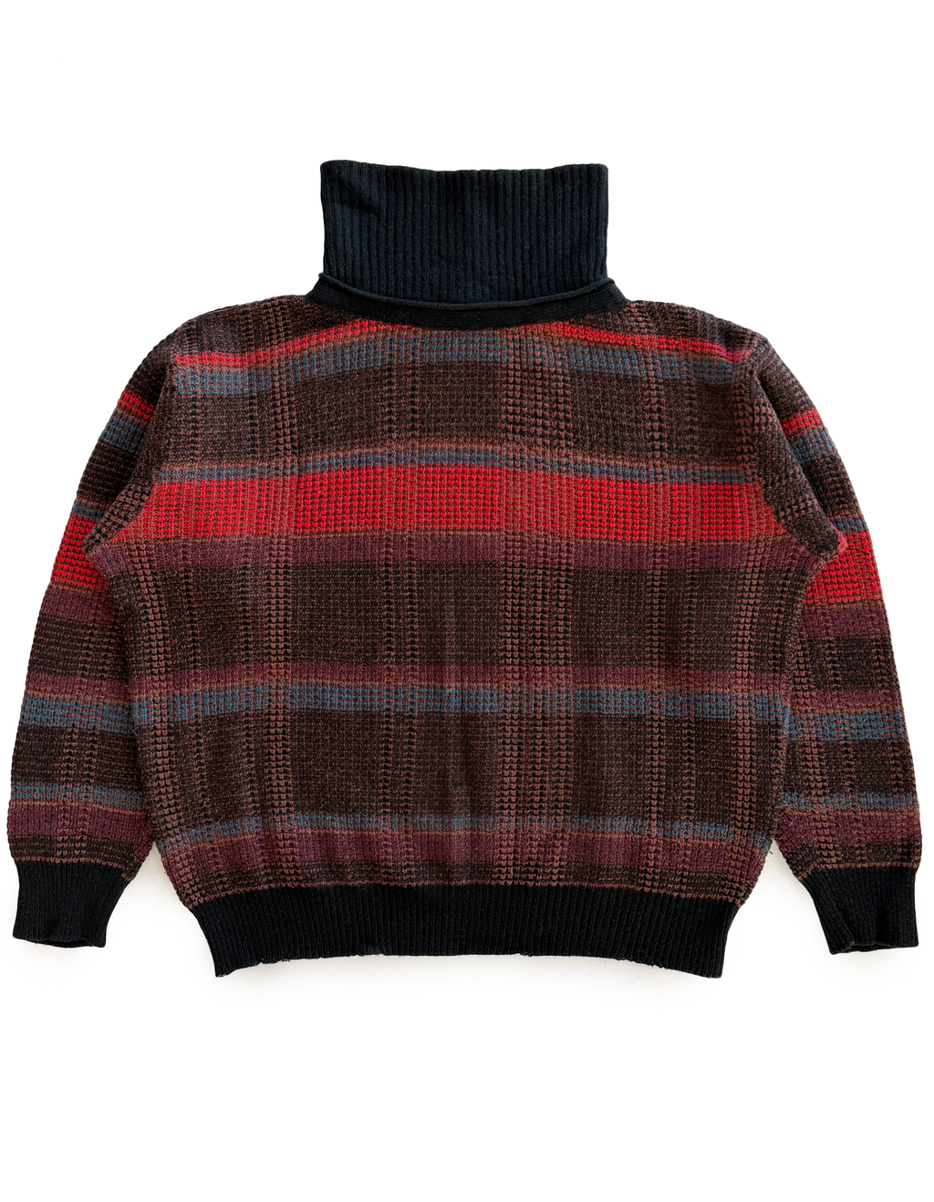 80’s Maillaparty by Marithé & François Girbaud Waffle Knit Striped Rollneck Sweater
