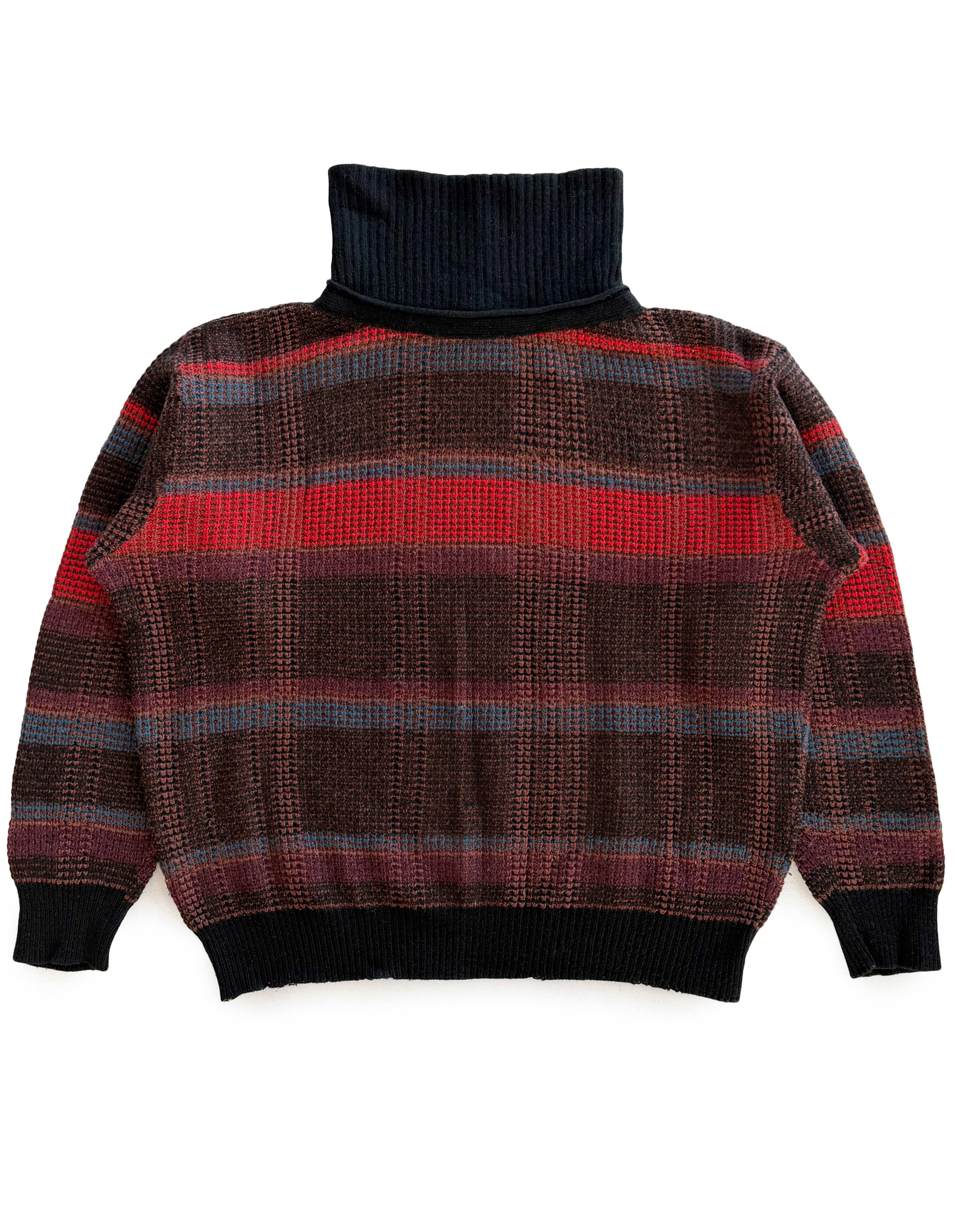 80’s Maillaparty by Marithé & François Girbaud Waffle Knit Striped Rollneck Sweater