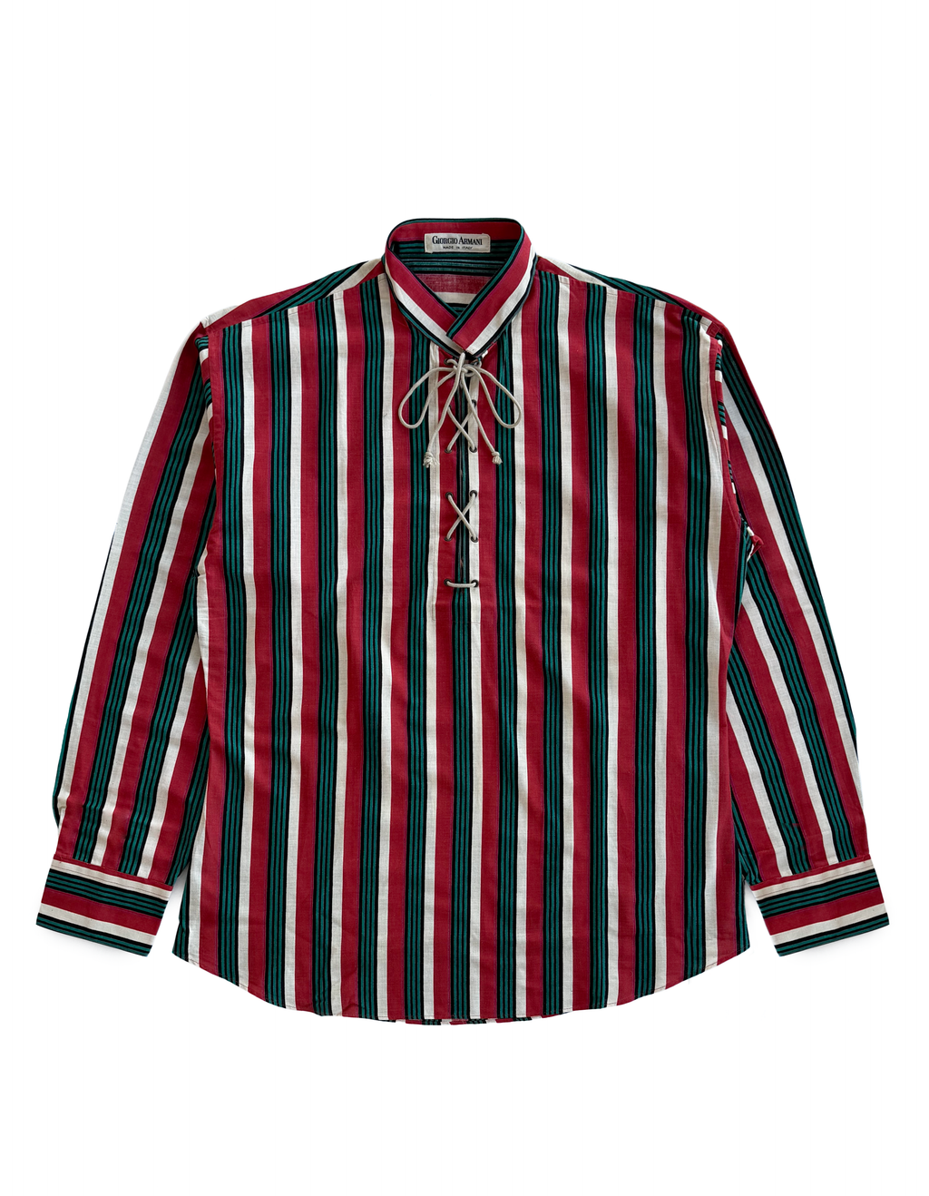 80’s Giorgio Armani Lace-Up Striped Shirt